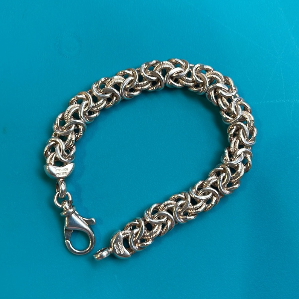 * Price Firm* Sterling Silver Byzantine Bracelet 7” - Picture 4 of 14